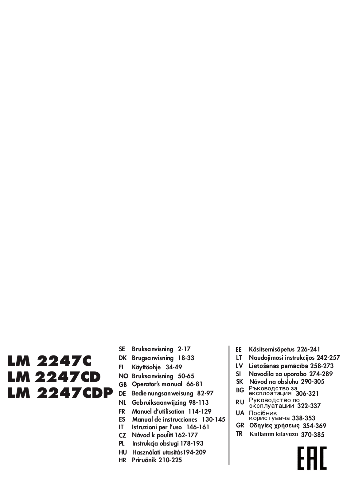 Jonsered LM 2247 C, LM 2247 CDP, LM 2247 CD User Manual