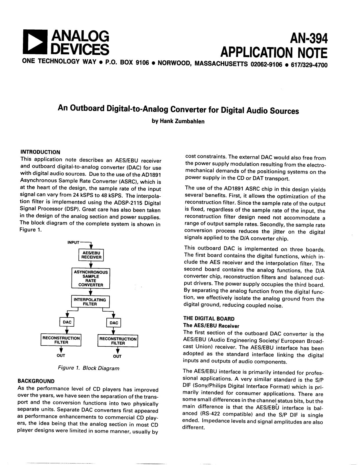 ANALOG DEVICES AN-394 Service Manual