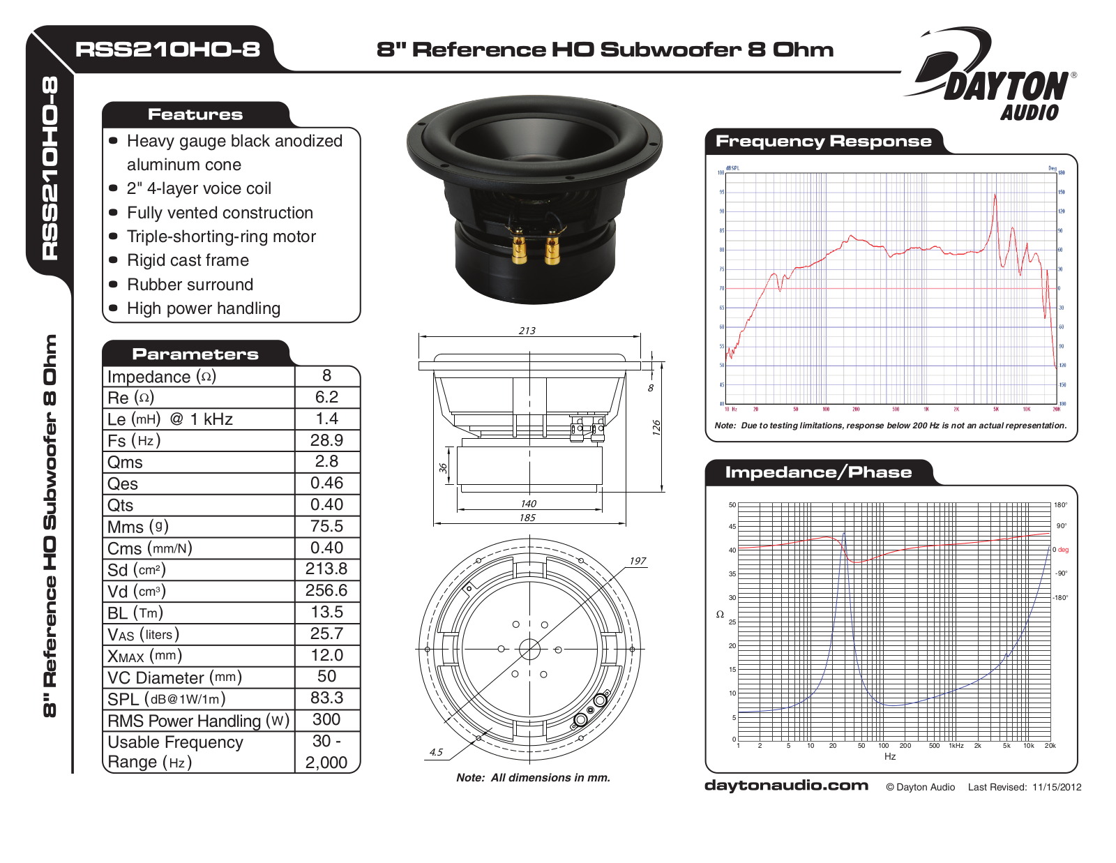 Dayton RSS210HO-8 User Manual