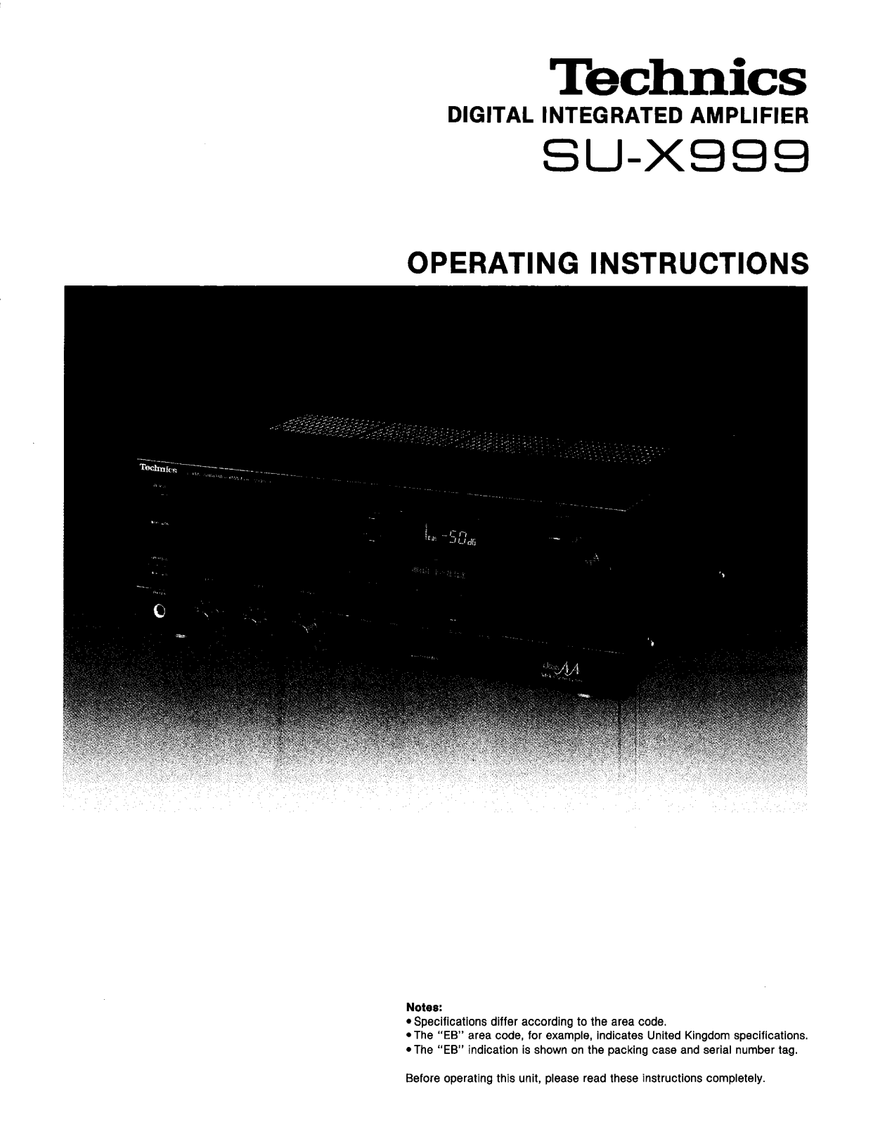 Panasonic SU-X999 User Manual