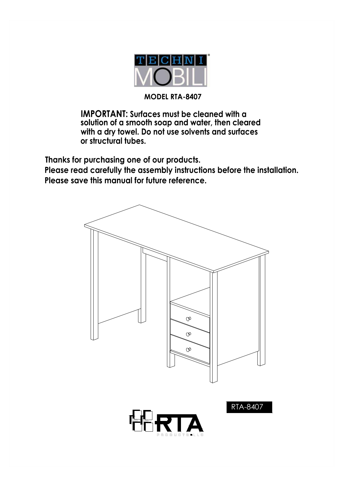 RTA Products RTA-8407 User Manual