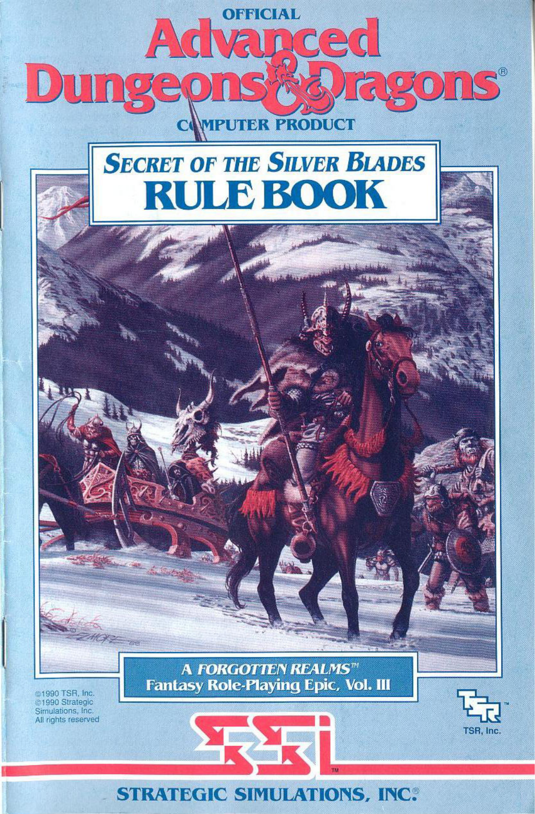 Games PC SECRET OF THE SILVER BLADES User Manual