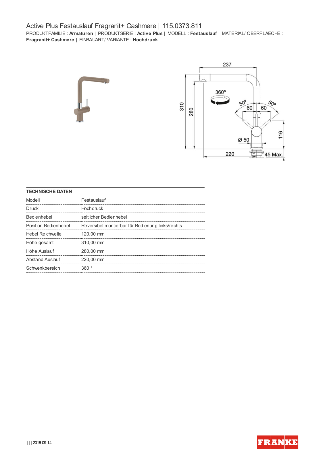 Franke 115.0373.811 Service Manual