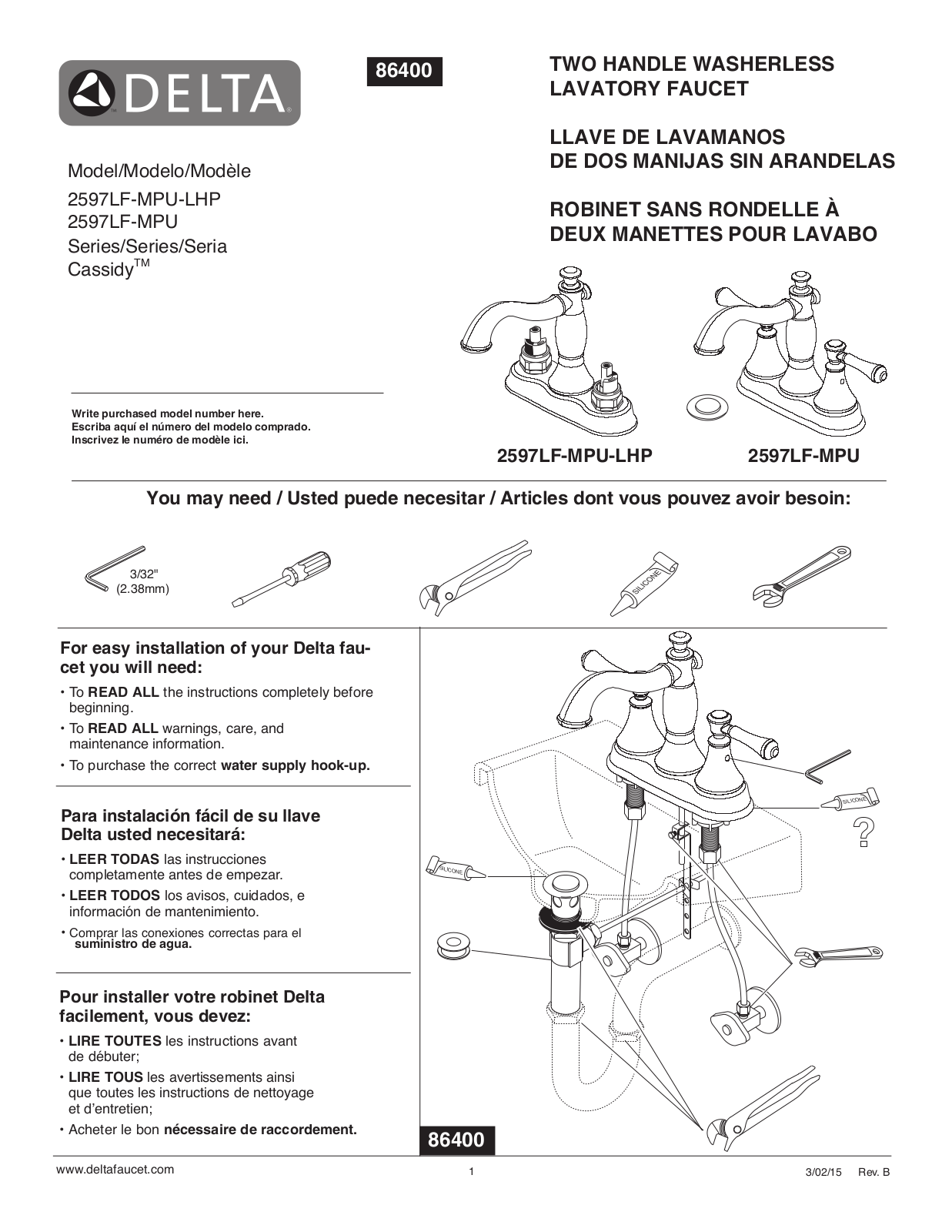 Delta DLT6382 Installation & Assembly - ManualMachine.com