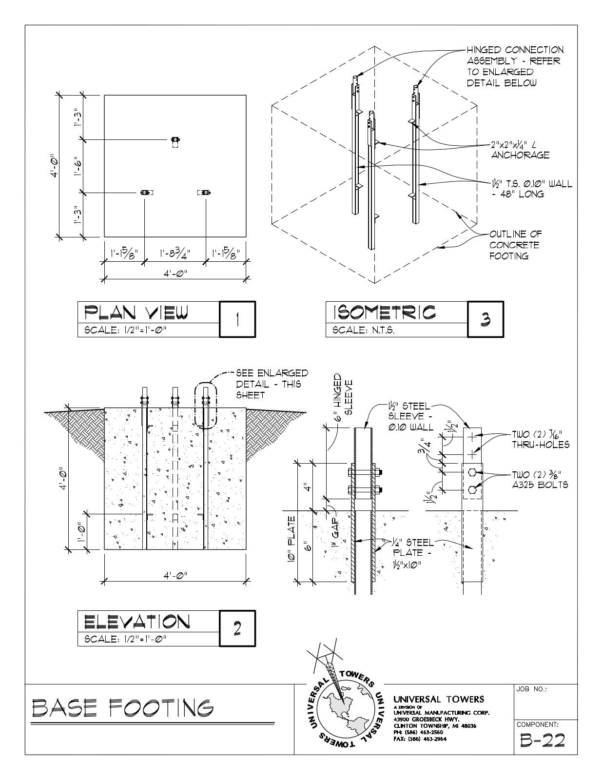 Universal Towers B-22 Technical Drawing - ManualMachine.com