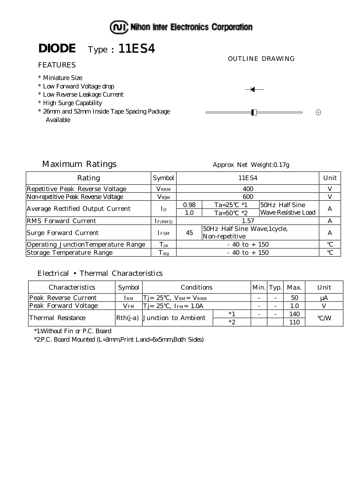 NIHON 11ES4 Datasheet