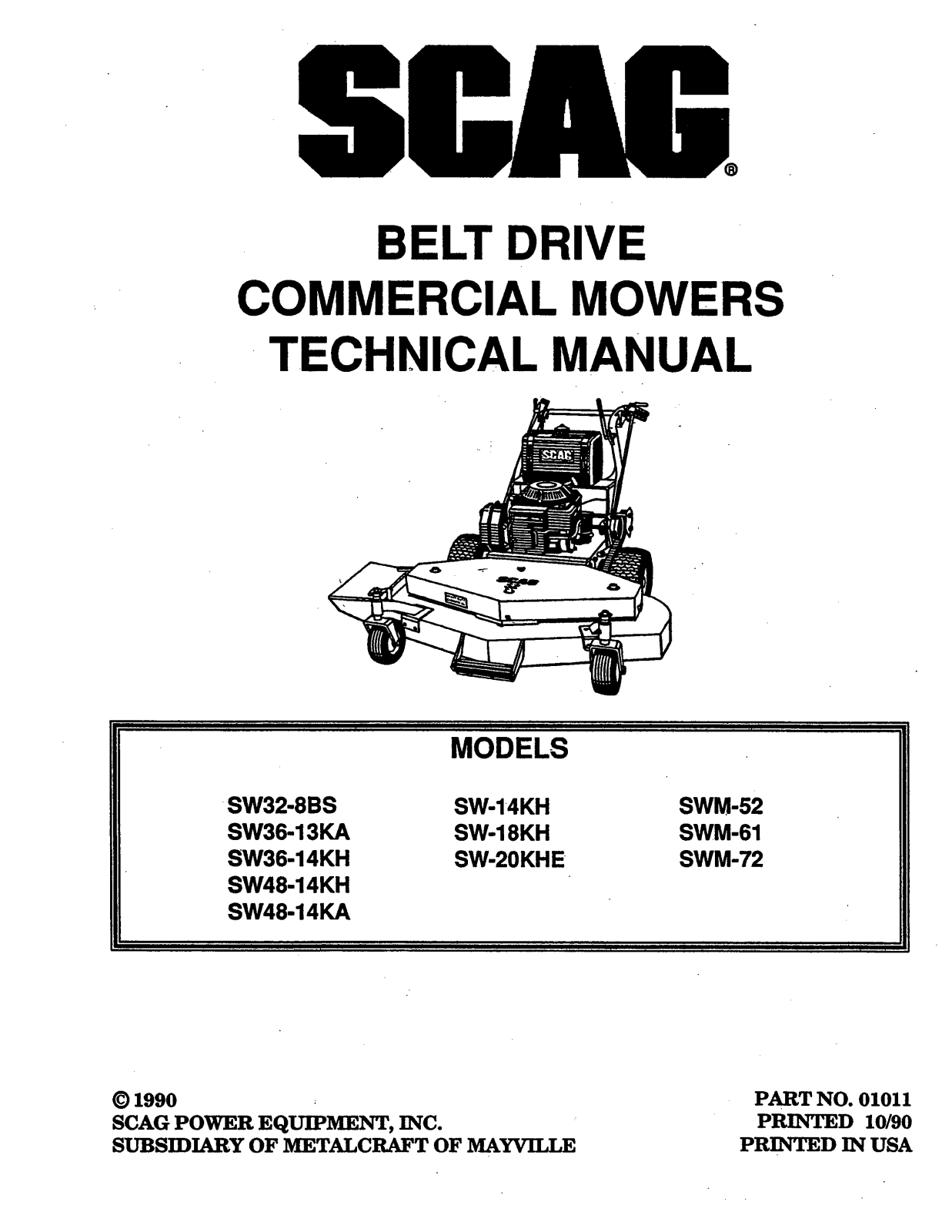 Scag SW-20KHE User Manual