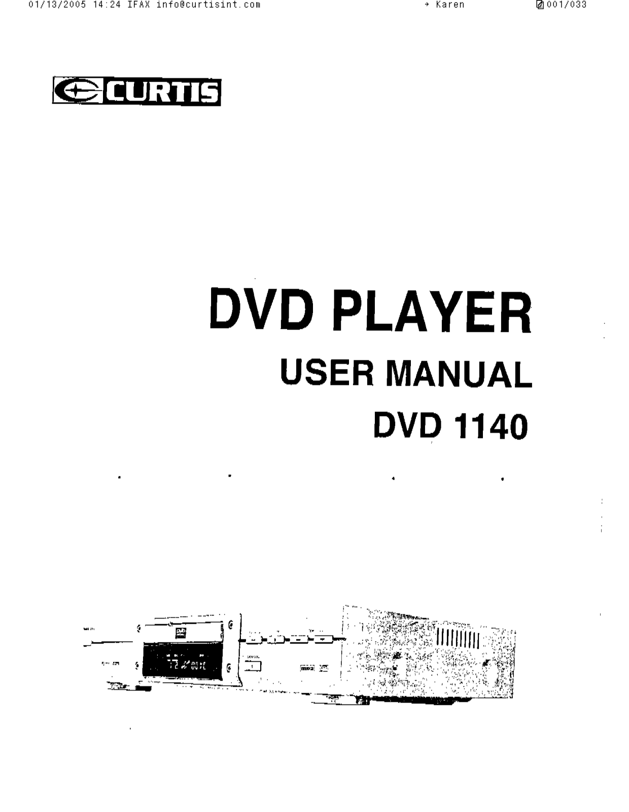 CURTIS DVD1140 User Manual