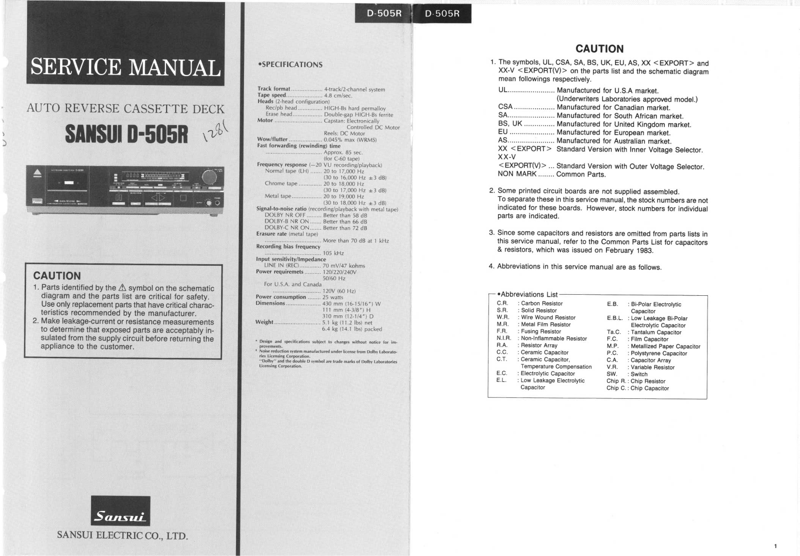 Sansui D-505-R Service Manual