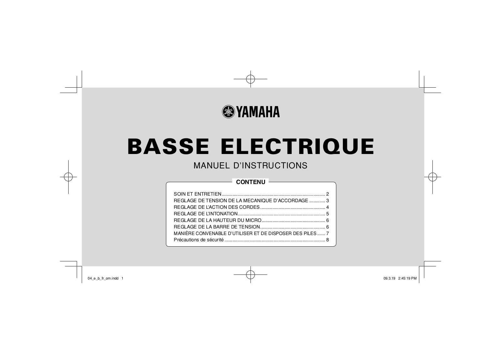 Yamaha E-BASS User Manual