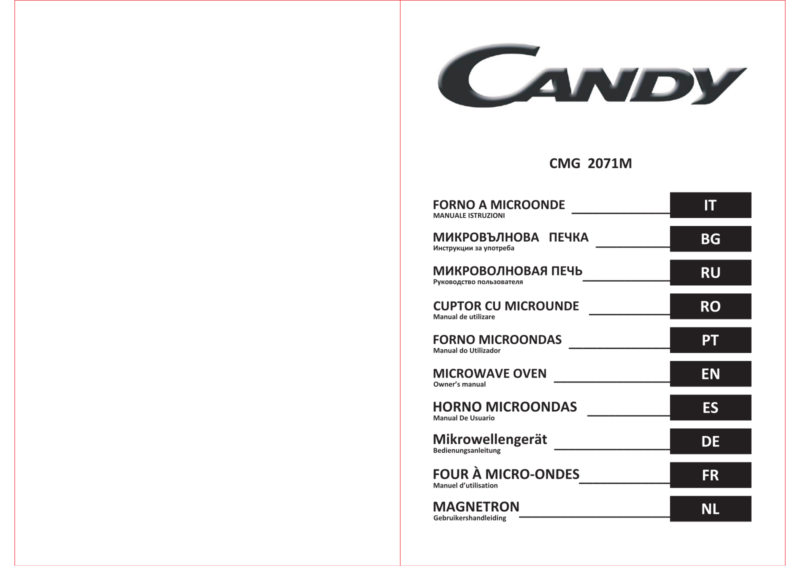 Candy CMG2071M operation manual