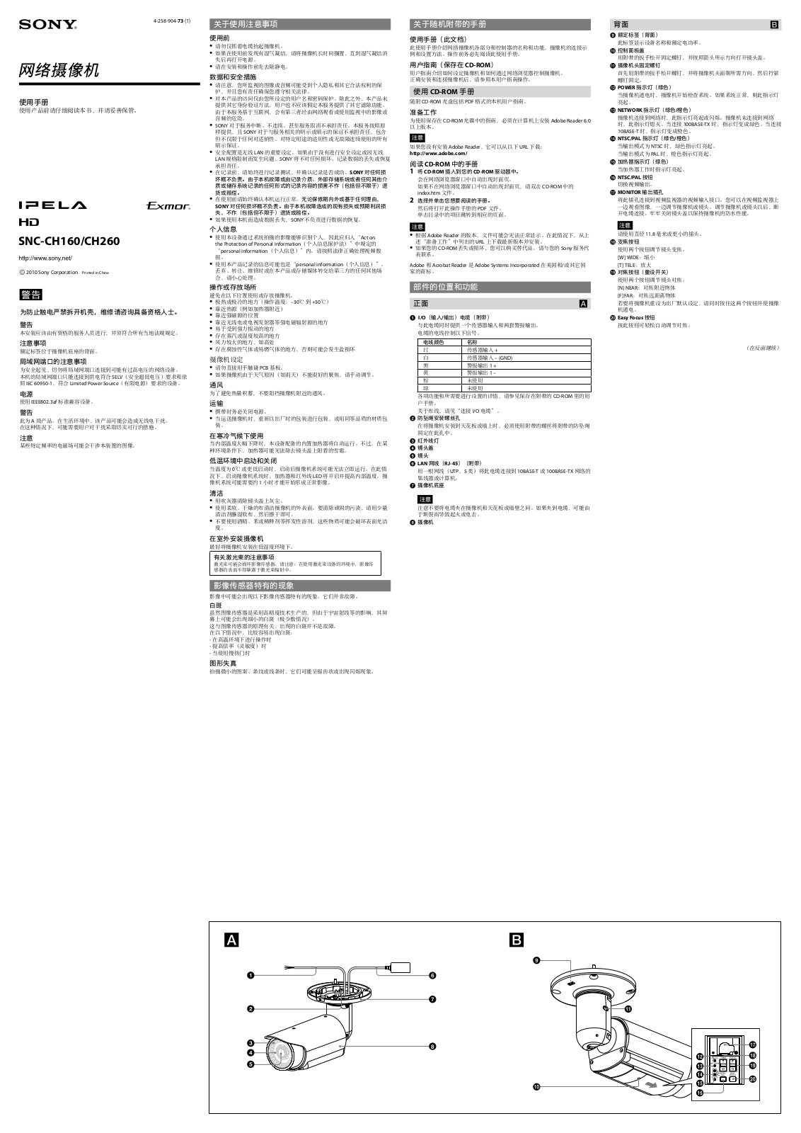 SONY SNC-CH160, SNC-CH260 User Manual