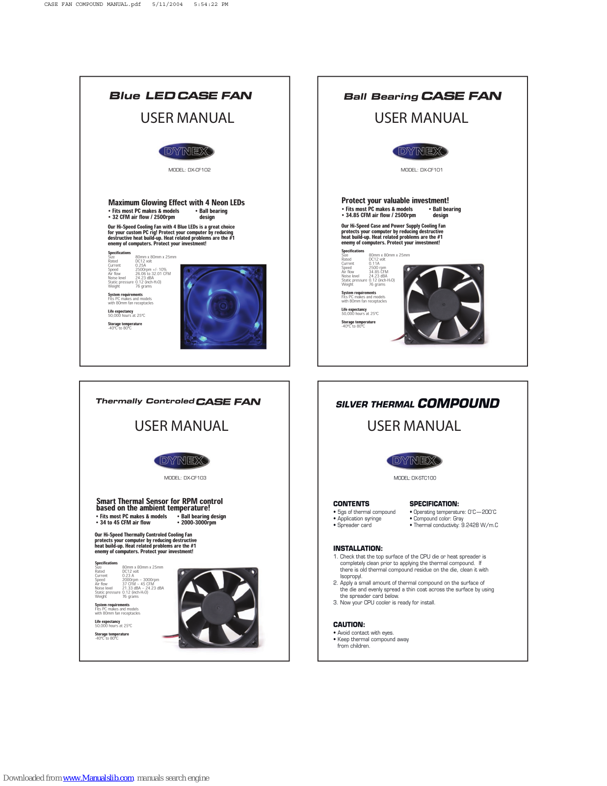 Dynex DX-CF101, DX-CF102 3.125, DX-CF103, DX-CF102, DX-STC100 User Manual