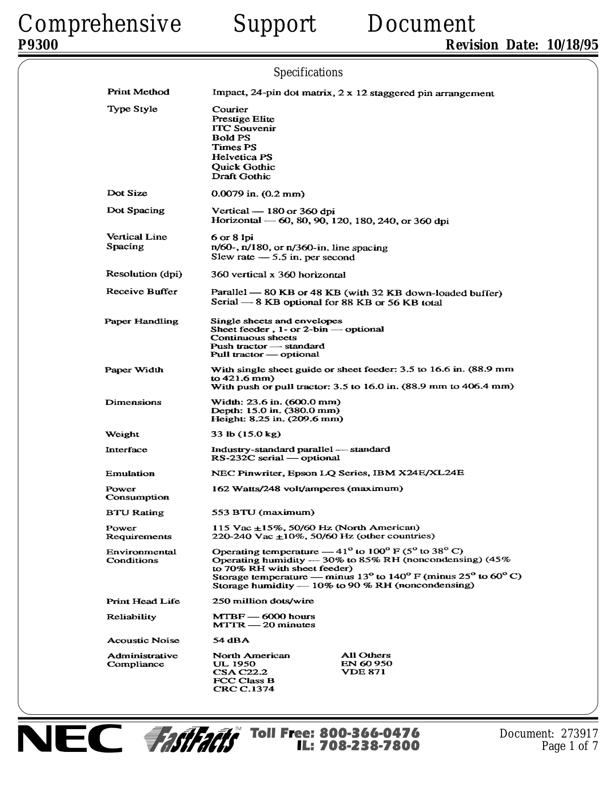 NEC Pinwriter P9300 User Guide