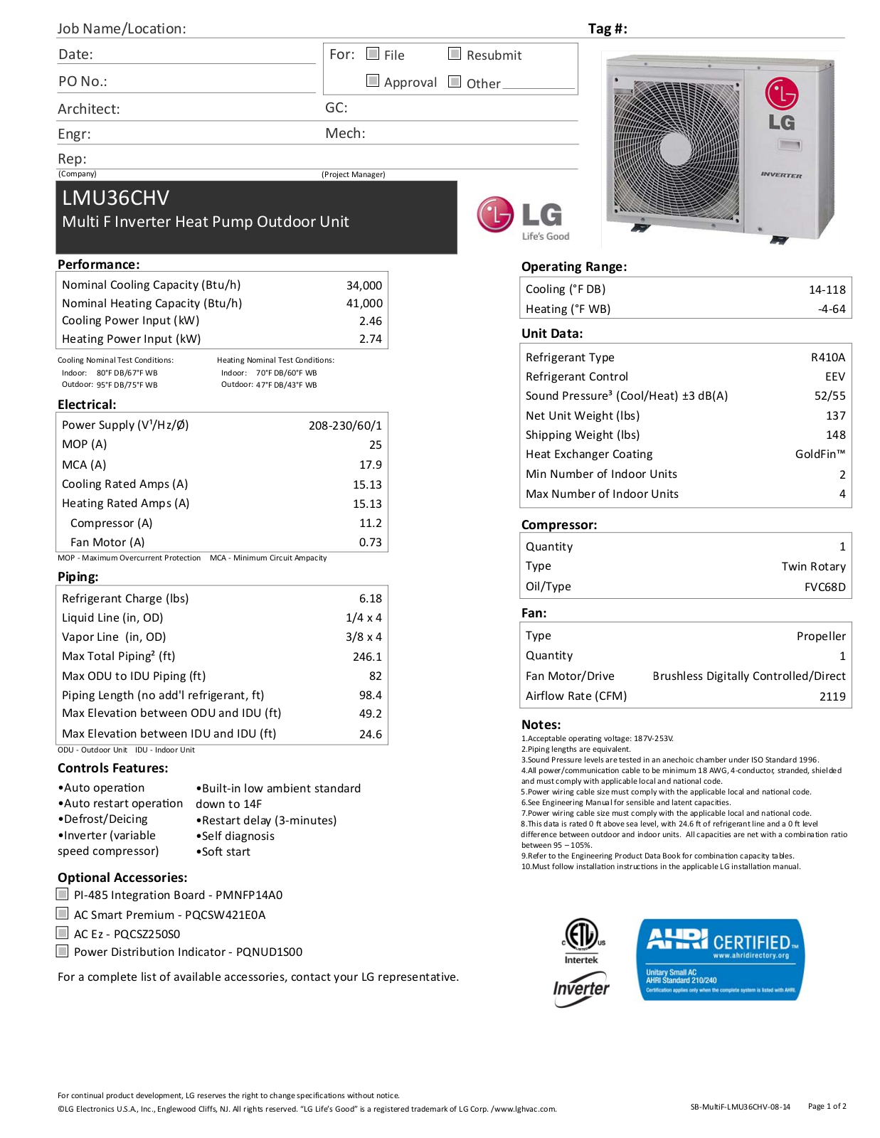 LG LMU36CHV User Manual