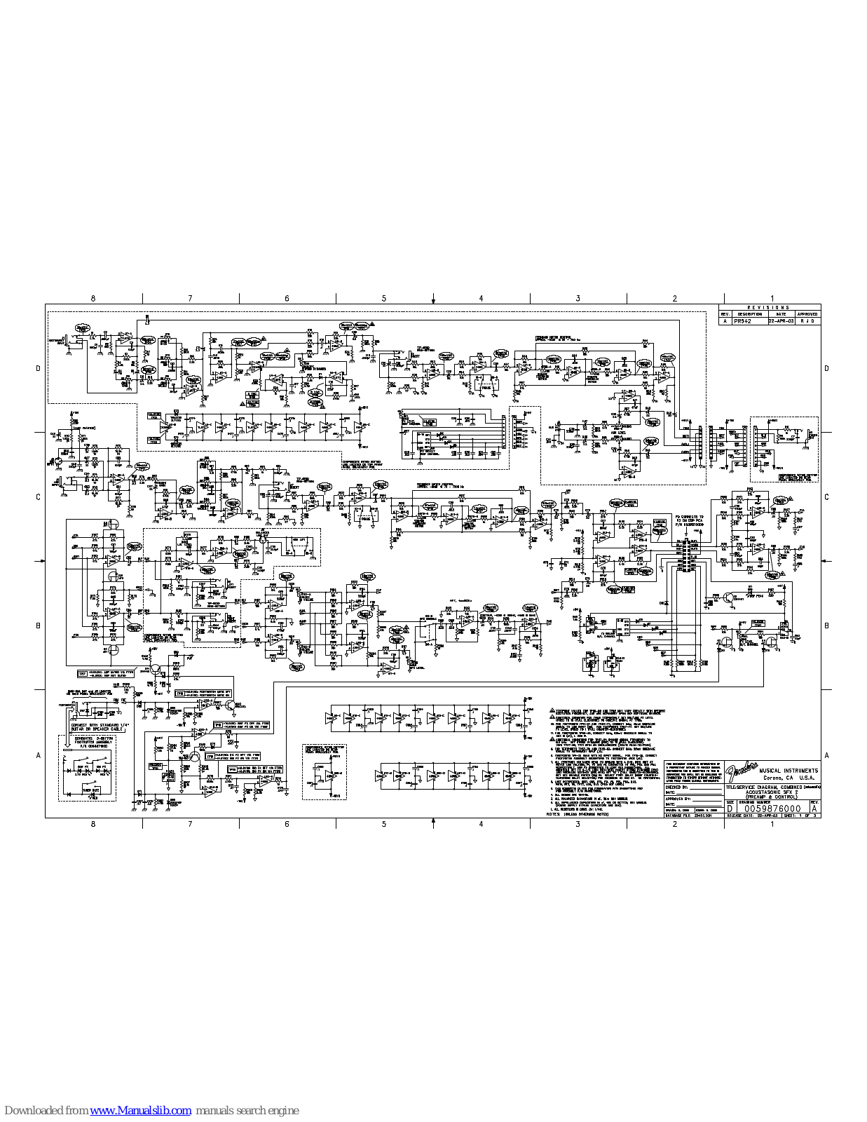 Fender Acoustasonic SFX II, Acoustasonic SFX 2 Service Diagram