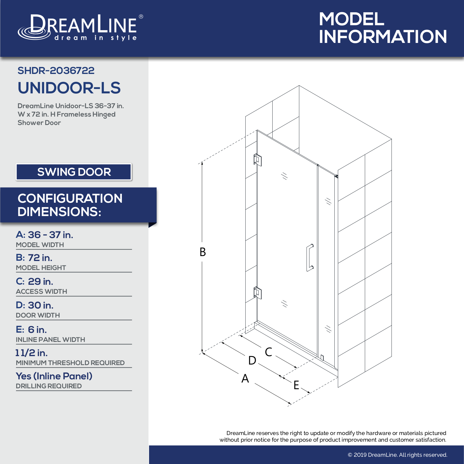 DreamLine DLN10367 Dimensions - ManualMachine.com