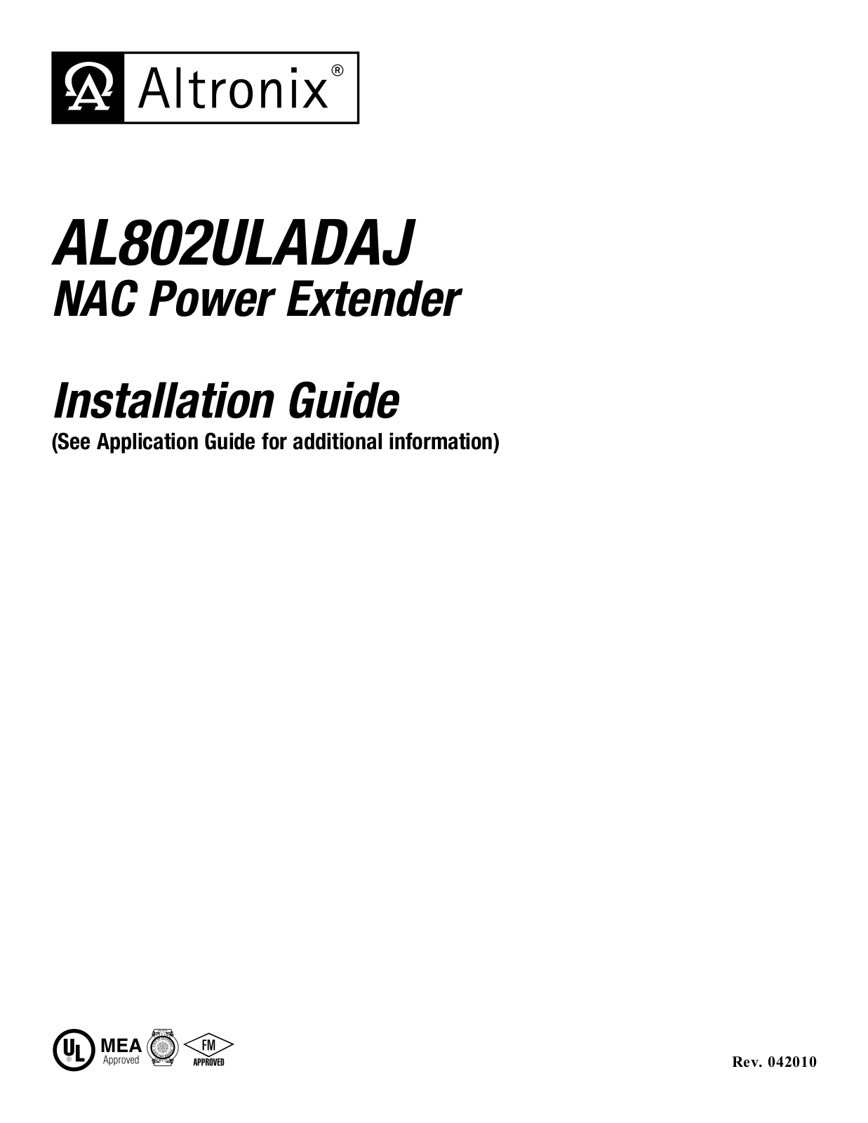 Altronix AL802ULADAJ Installation Instructions