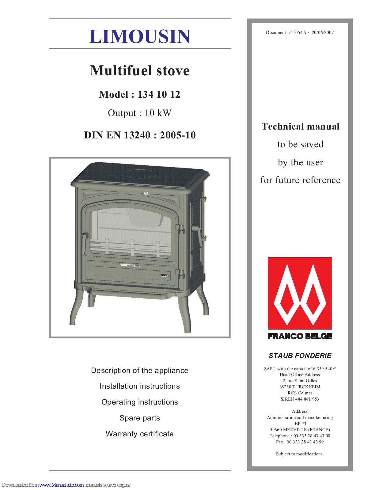 Limousin 134 10 12 Technical Manual - ManualMachine.com