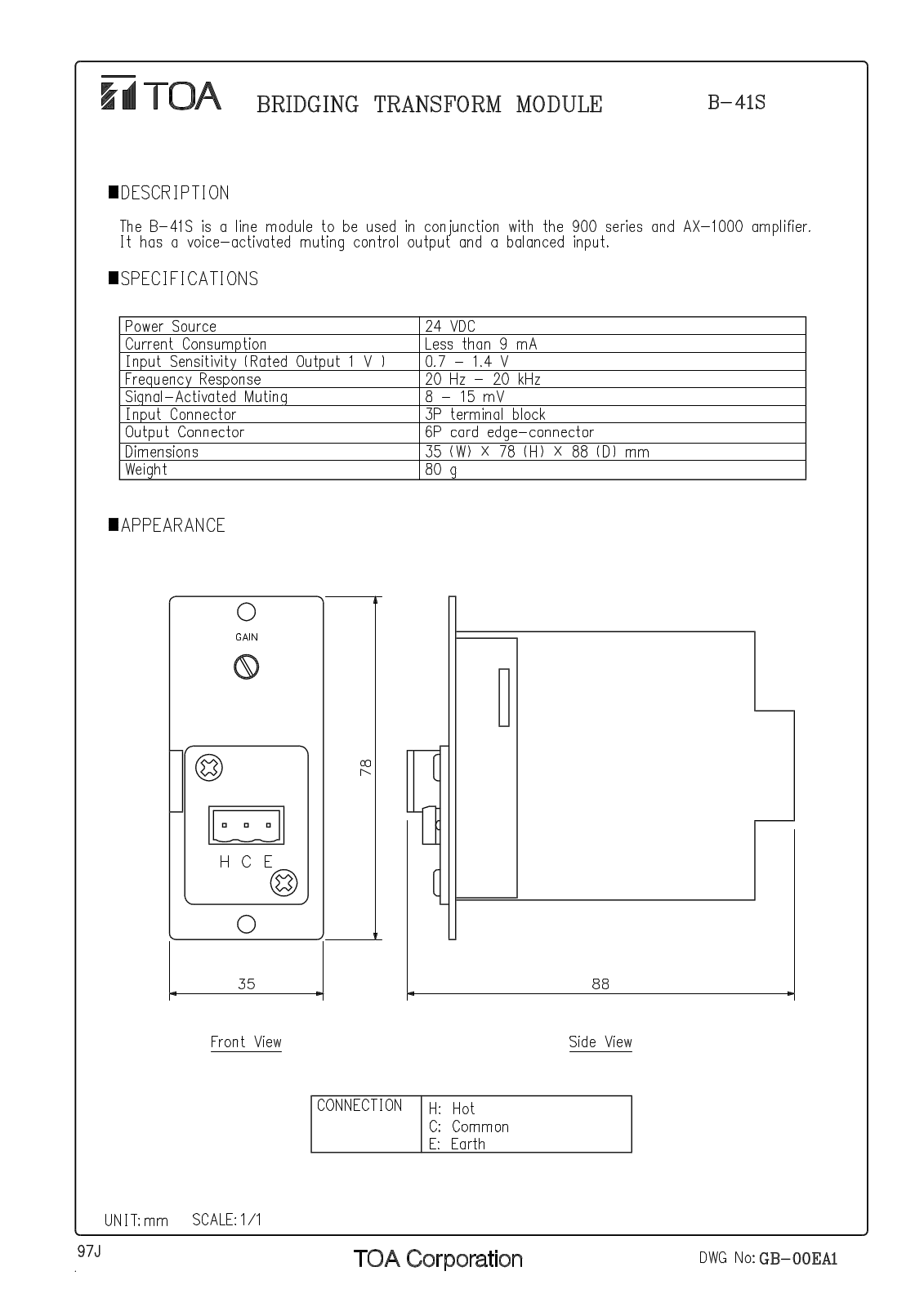 TOA B-41S User Manual