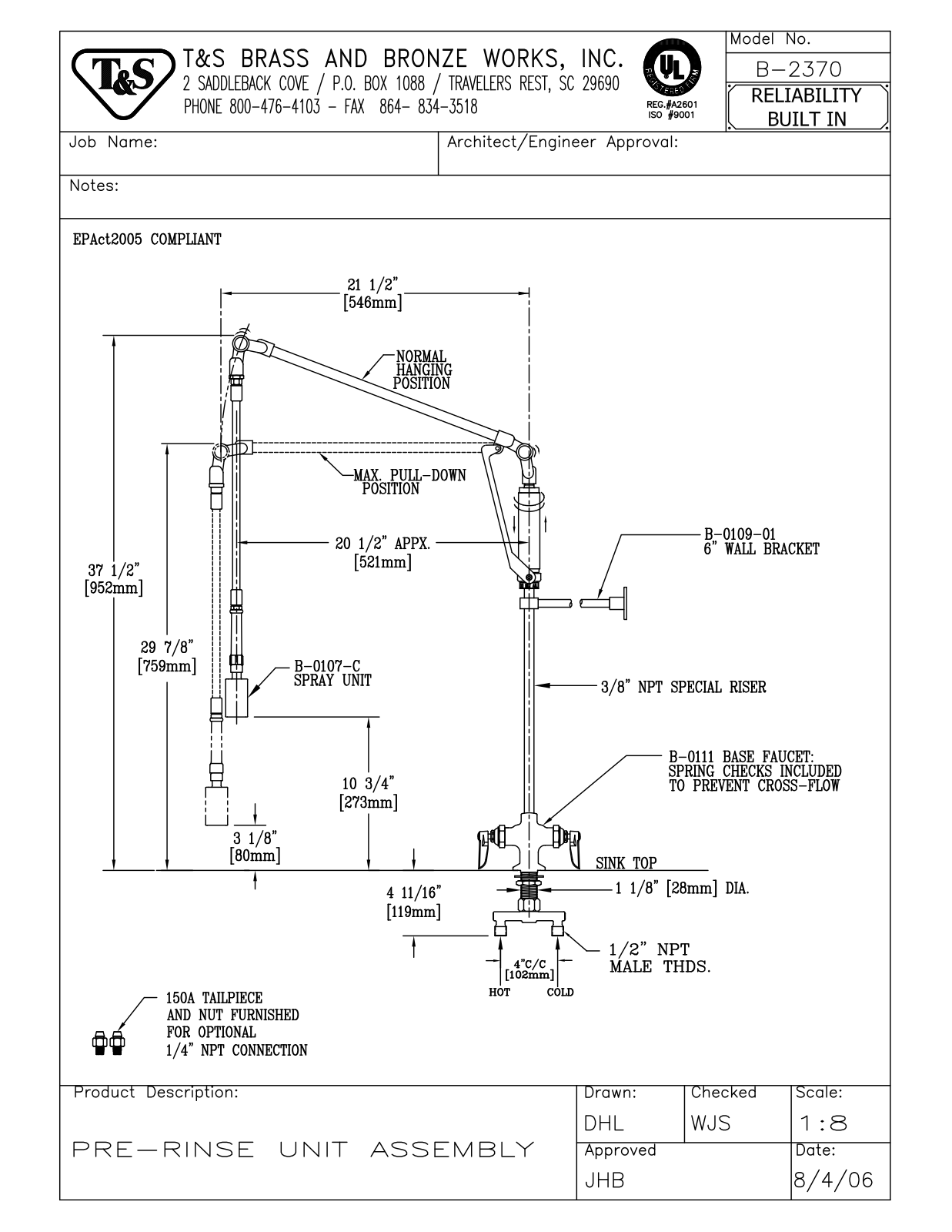 T & S Brass & Bronze Works B-2370 General Manual