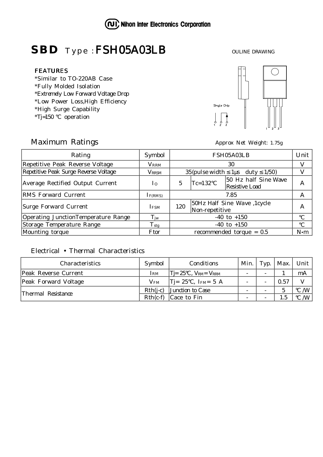 Datasheet FSH05A03LB Datasheet (NIHON) - ManualMachine.com