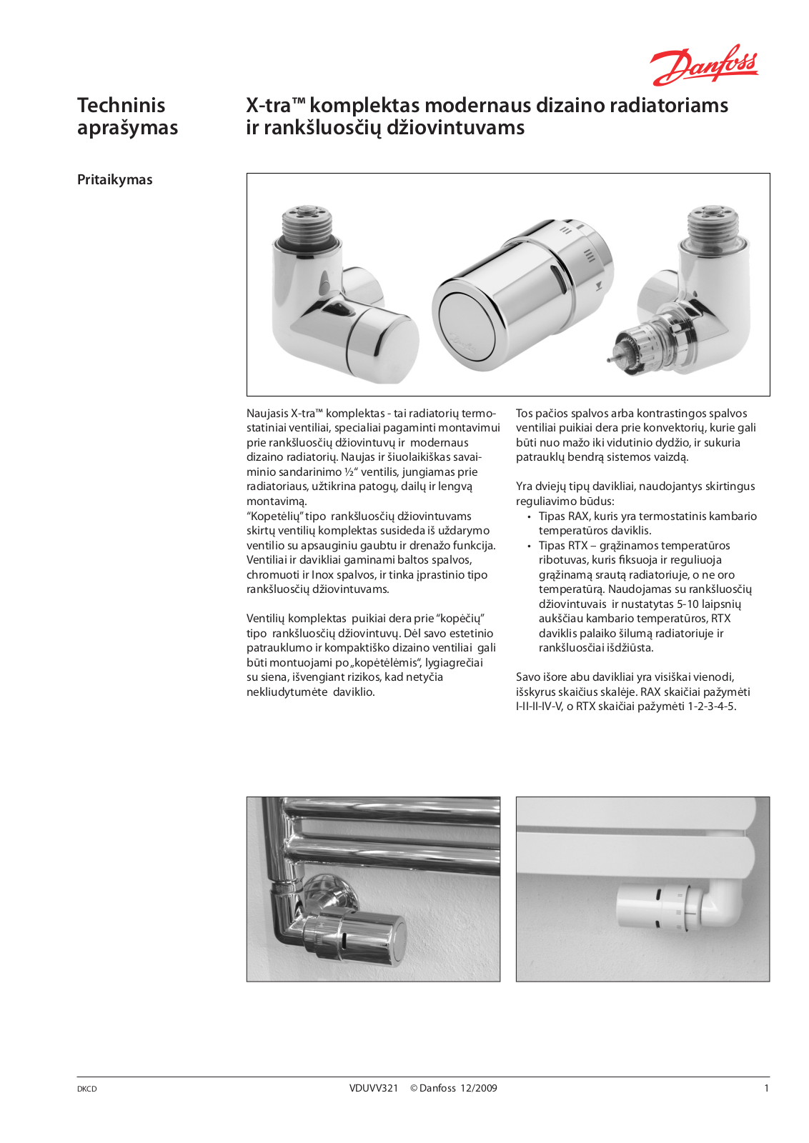 Danfoss X-tra komplektas Data sheet