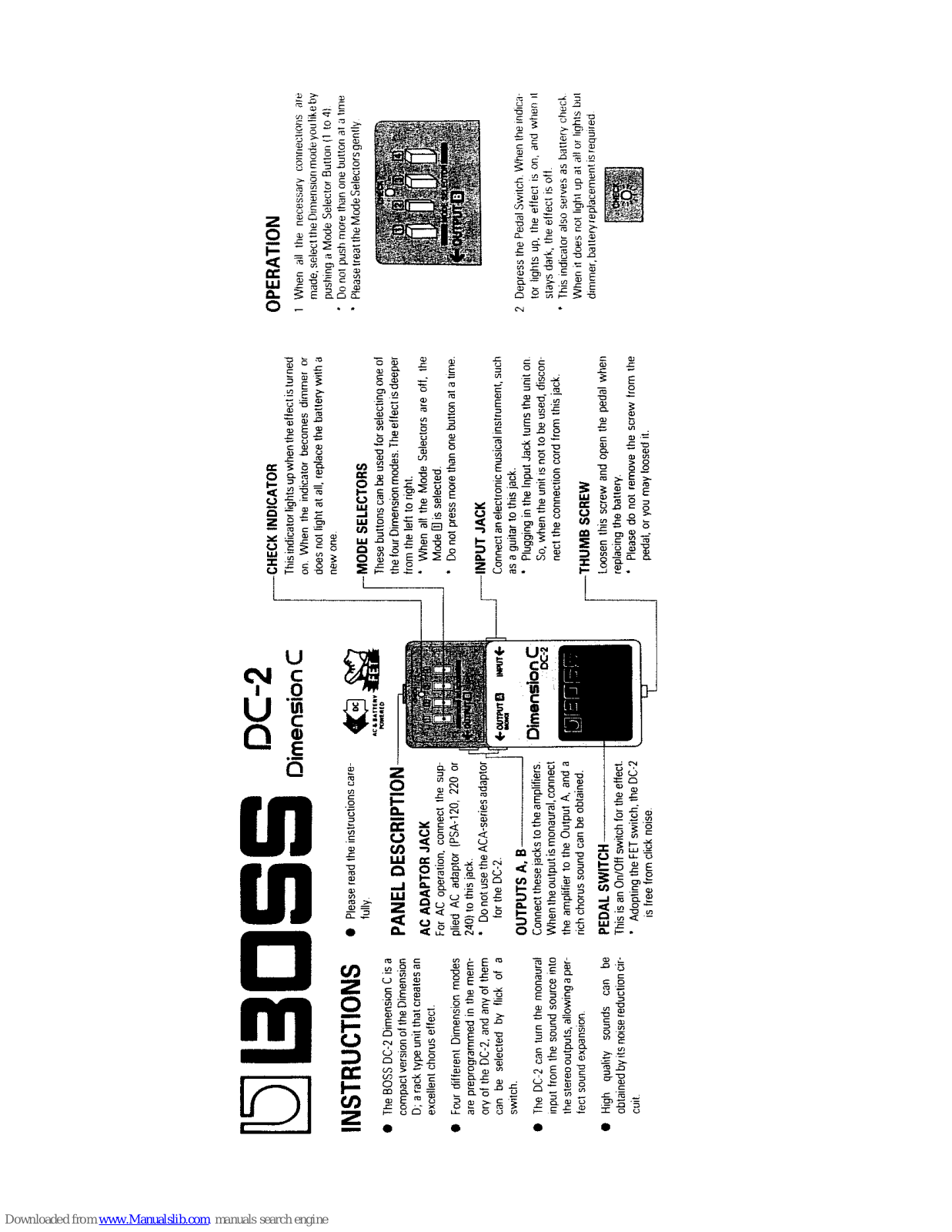 Boss DC-2, Dimension C DC-2 User Manual