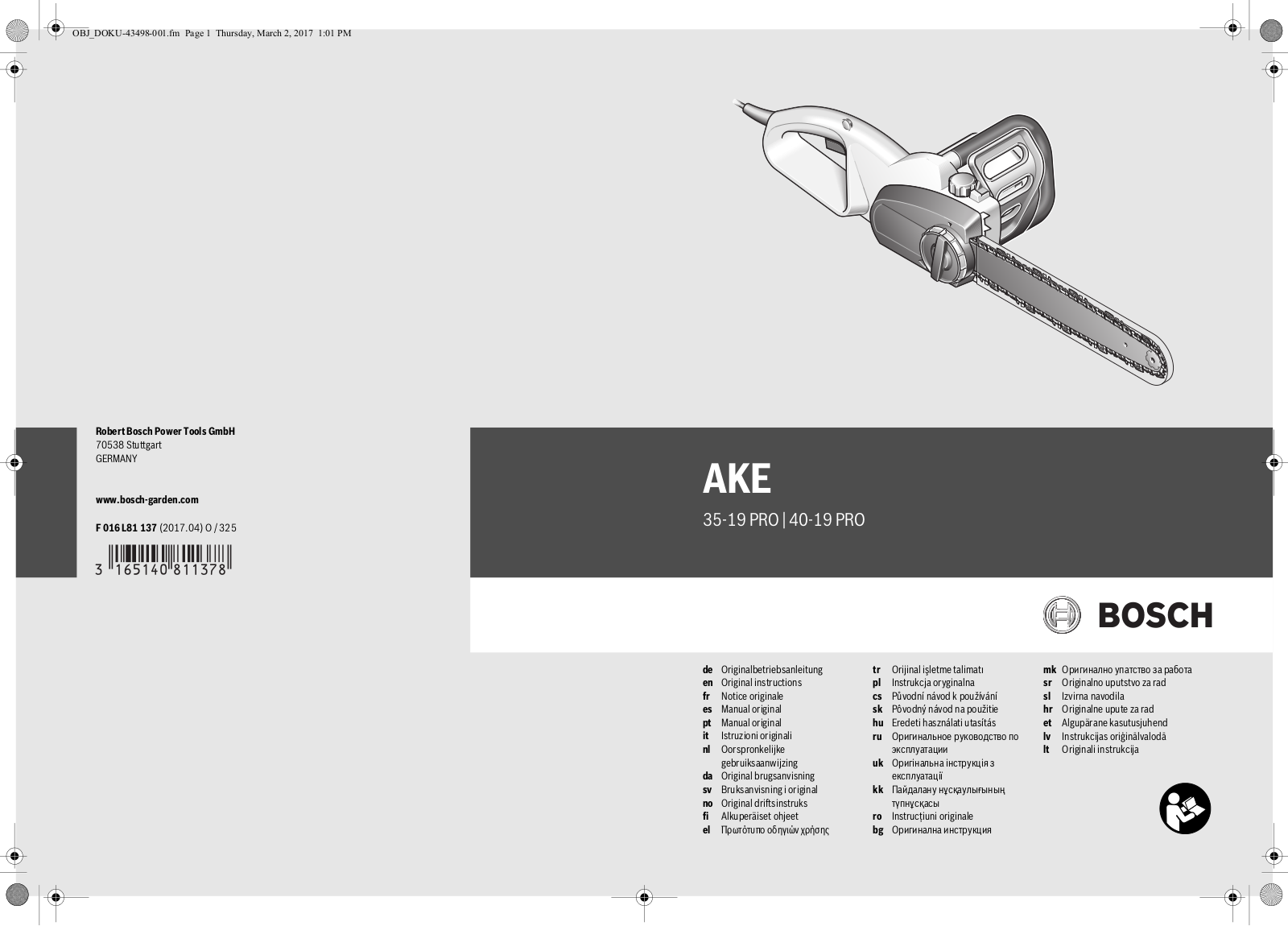 Bosch AKE 35-19 PRO, AKE 40-19 PRO User Manual