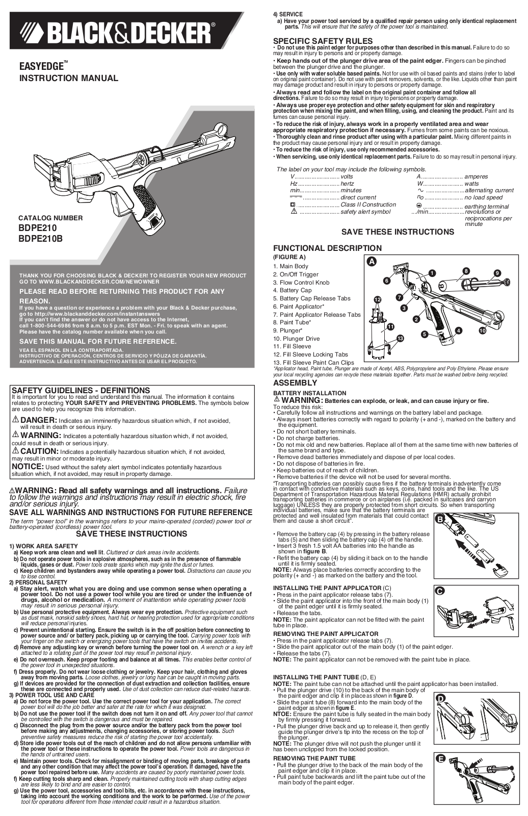 Black & Decker BDPE210 User Manual