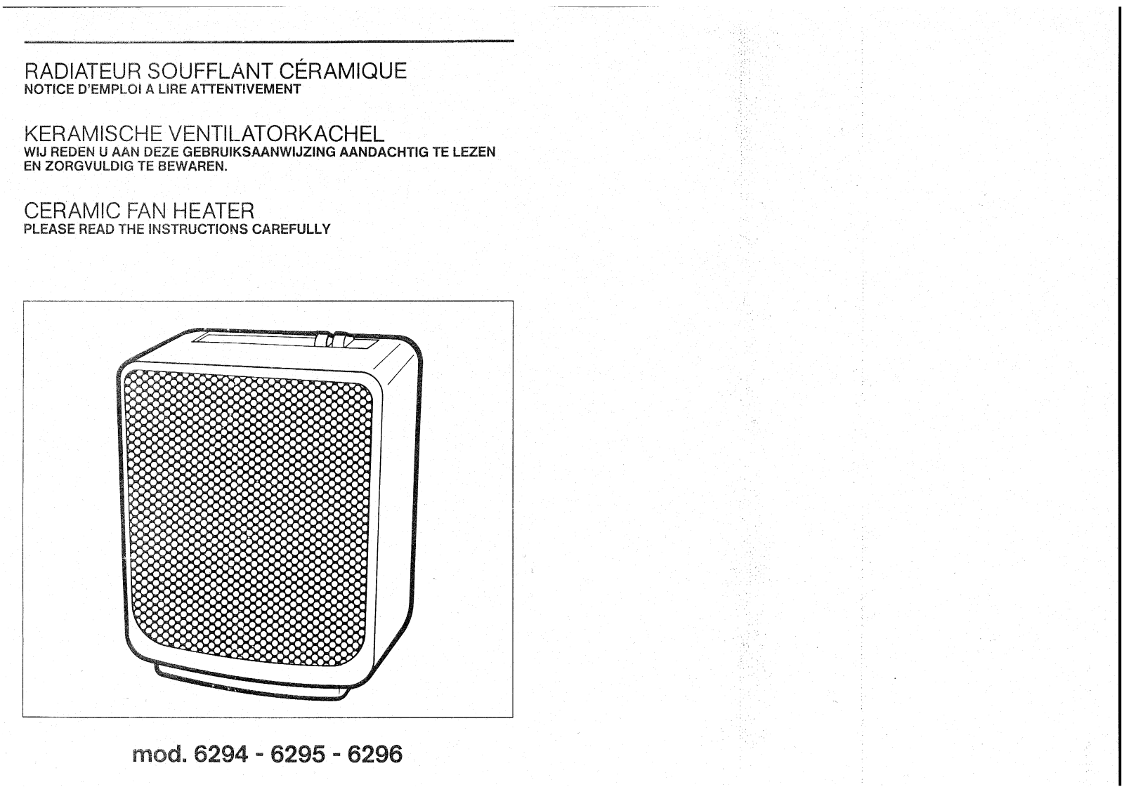 CALOR 6295, 6296, 6294 User Manual