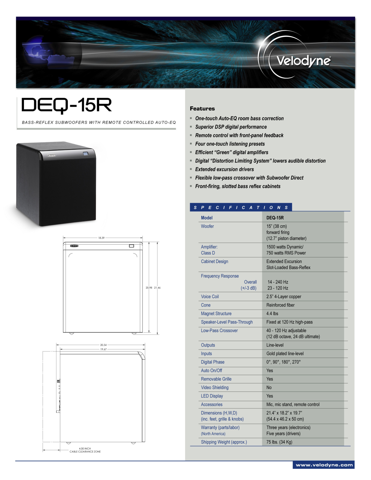 Velodyne DEQ-15R DATASHEET