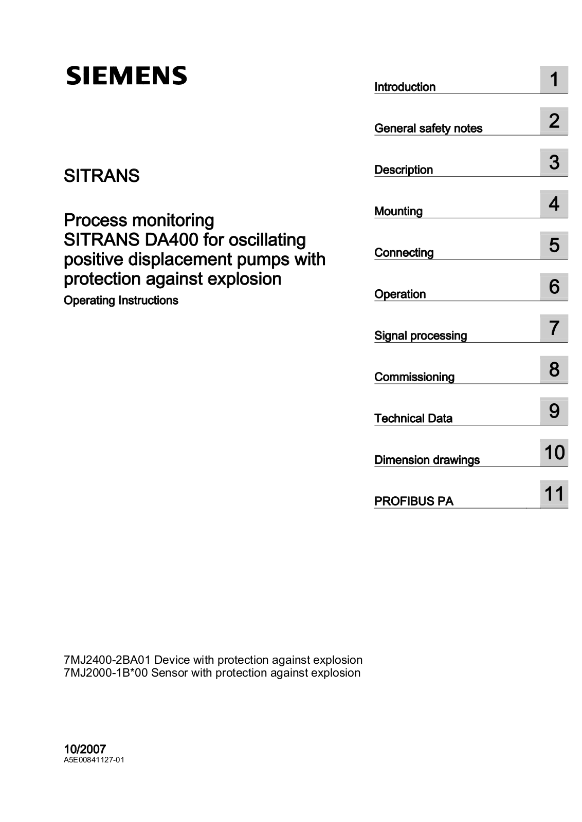 Siemens SITRANS DA400 Operating Instructions Manual