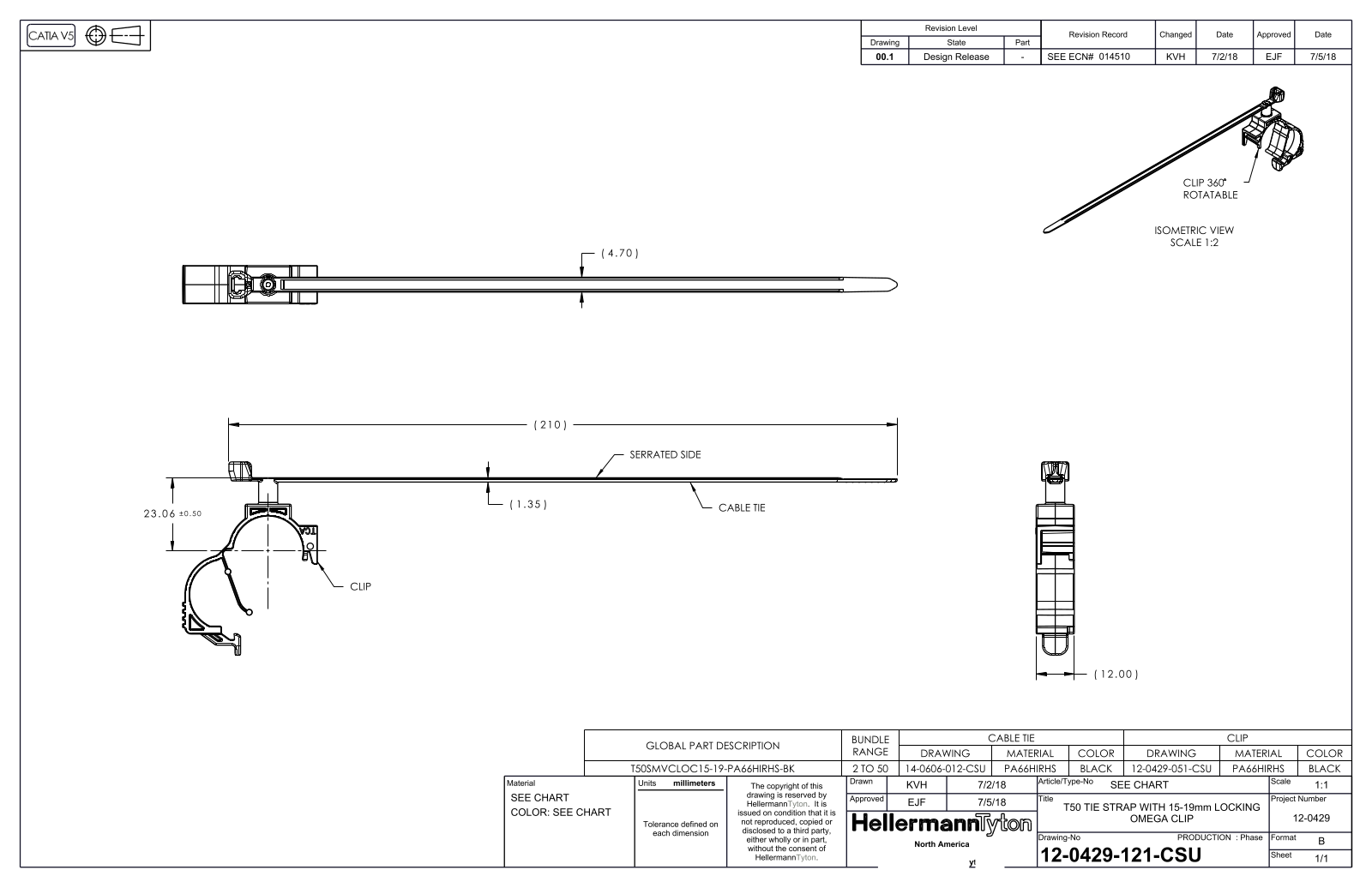 HellermannTyton TSO TIE STRAP WITH 15-19mm Reference Drawing - ManualMachine.com