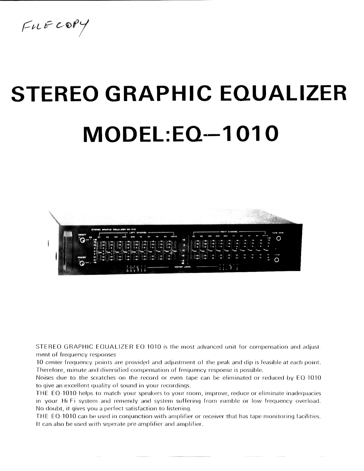 Gemini EQ-1010 User Manual