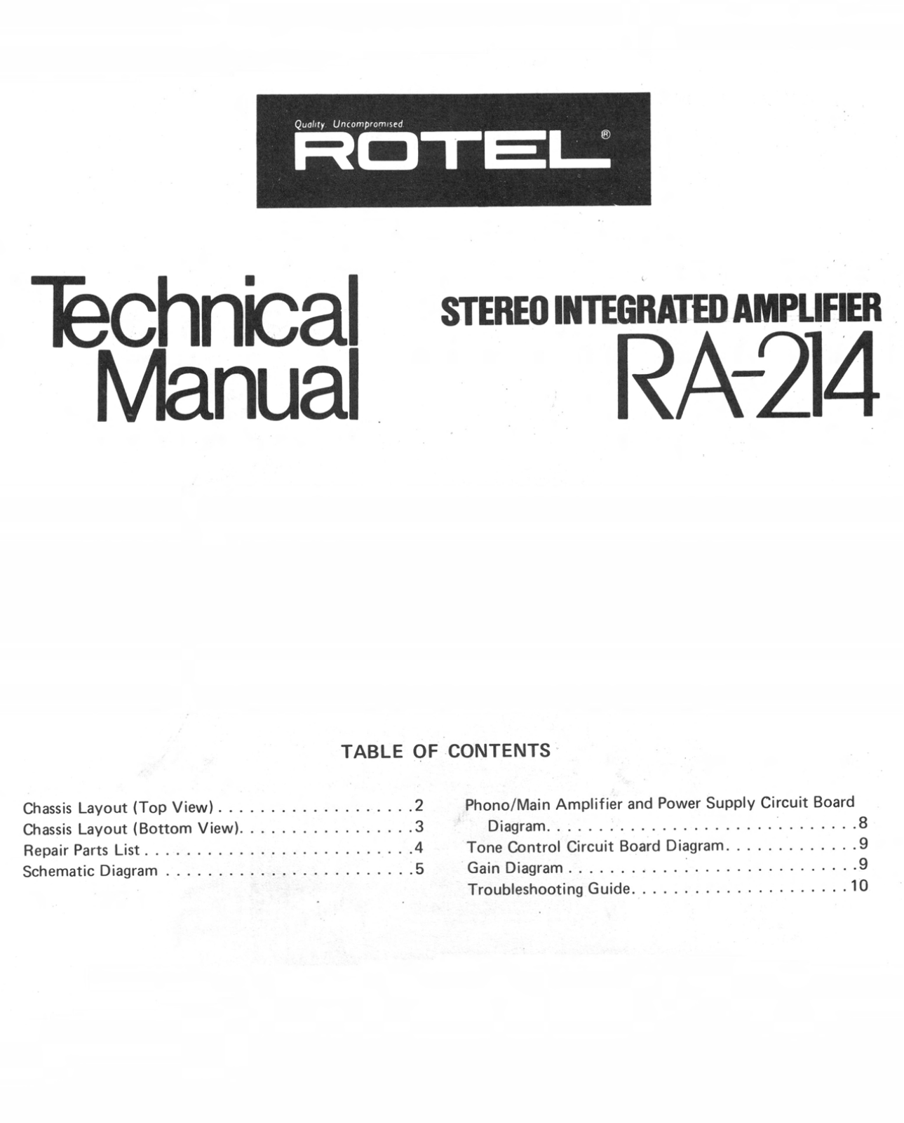 Rotel RA-214 Service manual