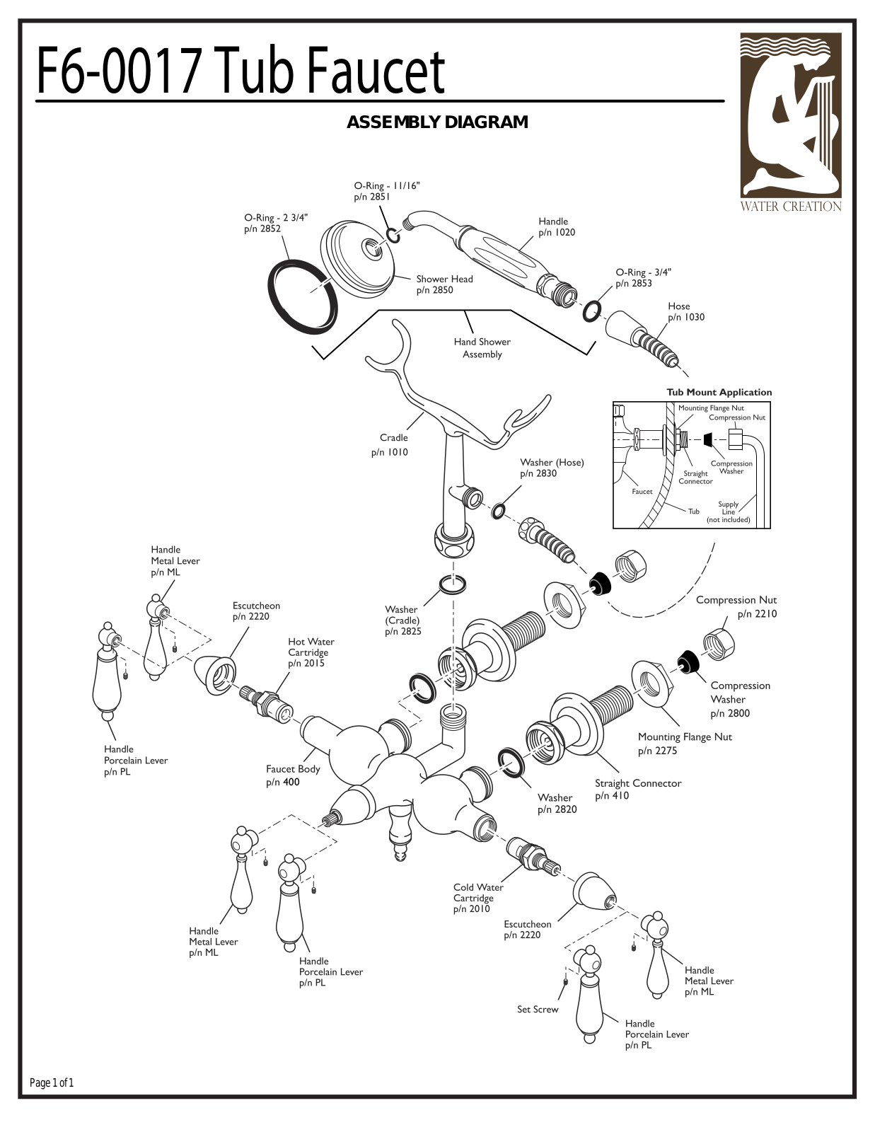 Water Creation F6001705CL, F6001705PL, F6001705AL, F6001703PL, F6001703CL User Manual