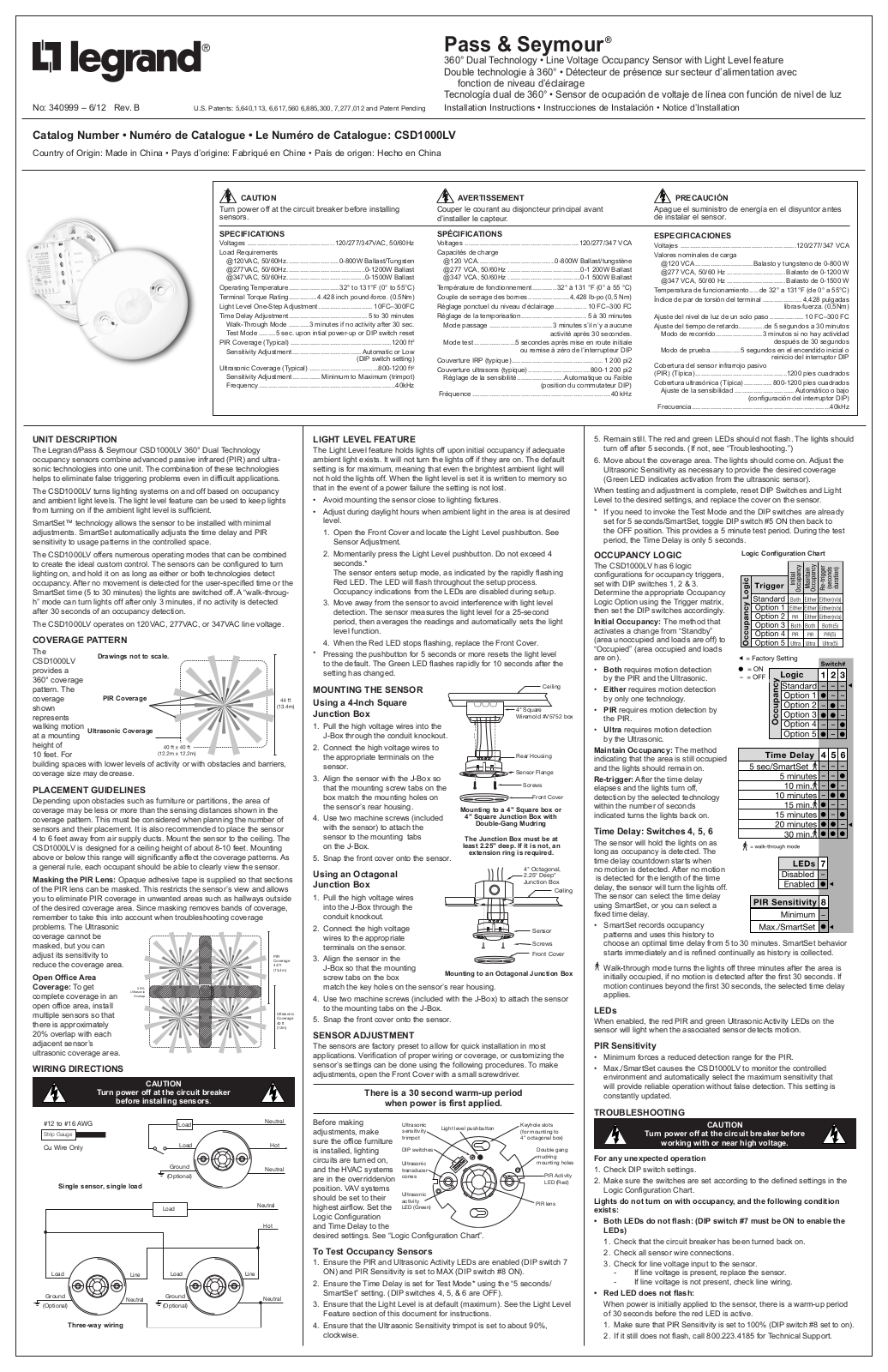 Legrand CSD1000LV User Manual