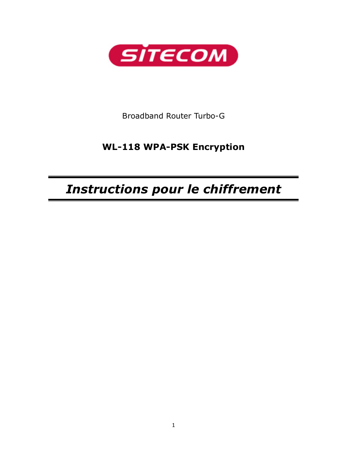 Sitecom WL-118 WPA-PSK ENCRYPTION MANUAL