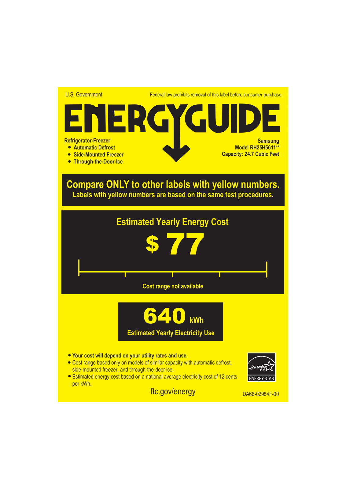 Samsung RH25H5611SG Energy manual