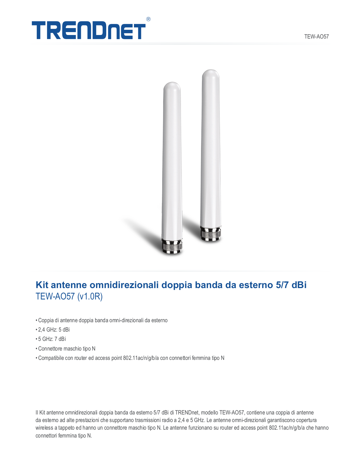 Trendnet TEW-AO57 Datasheet