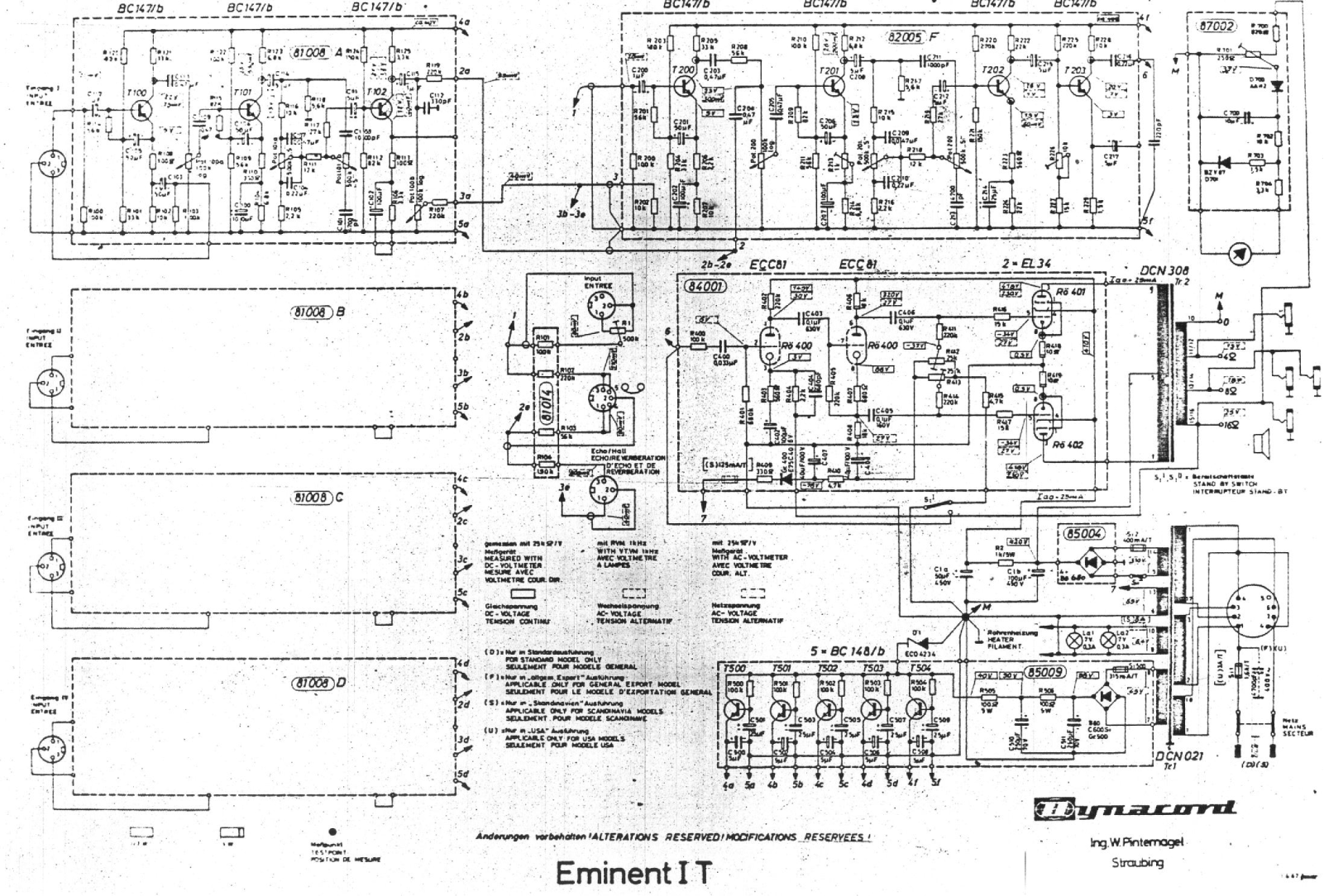 Dynacord Eminent 1-T Schematic