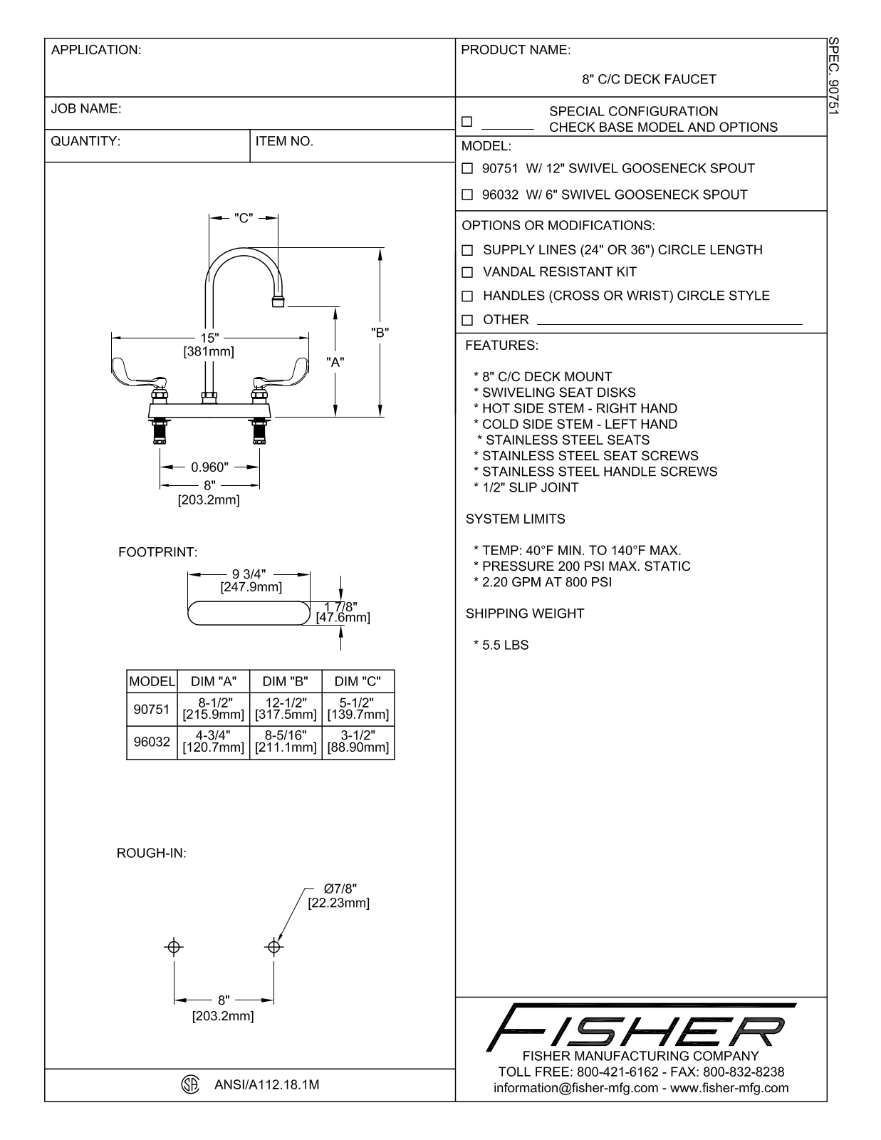 Fisher Manufacturing 90751 User Manual