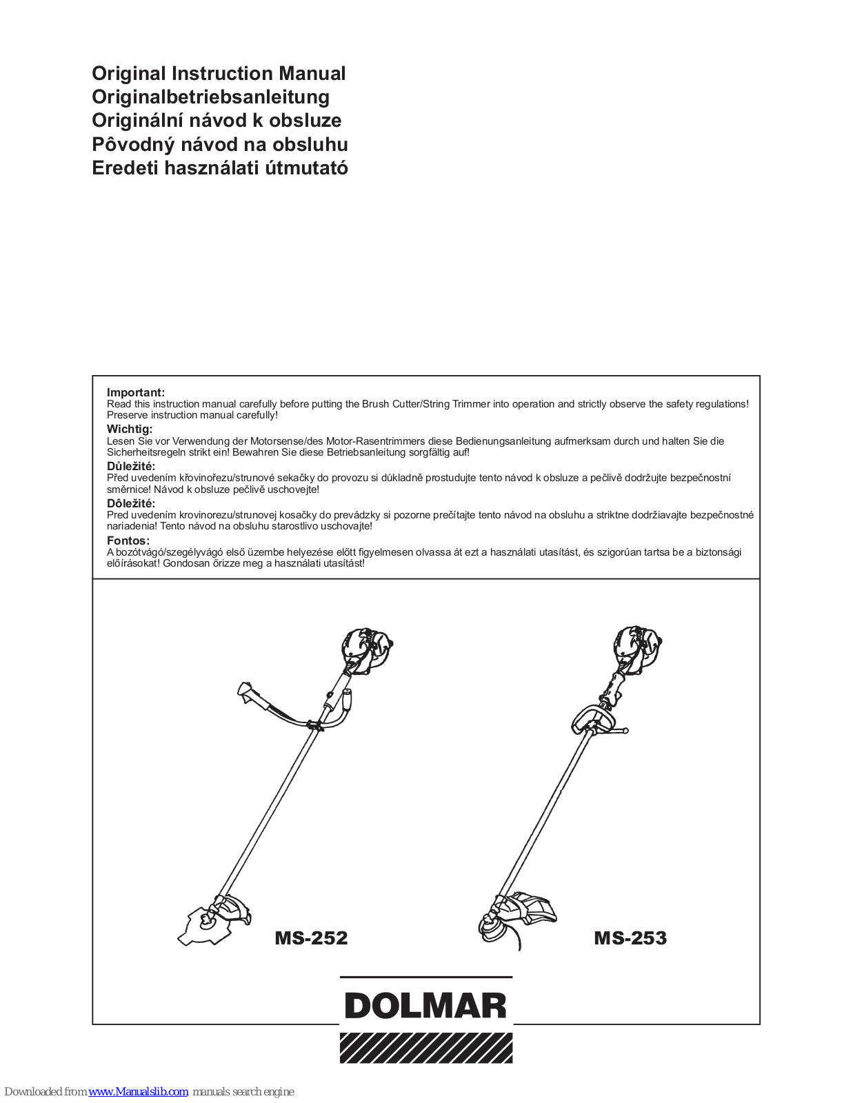 Dolmar MS-252, MS-253 Original Instruction Manual