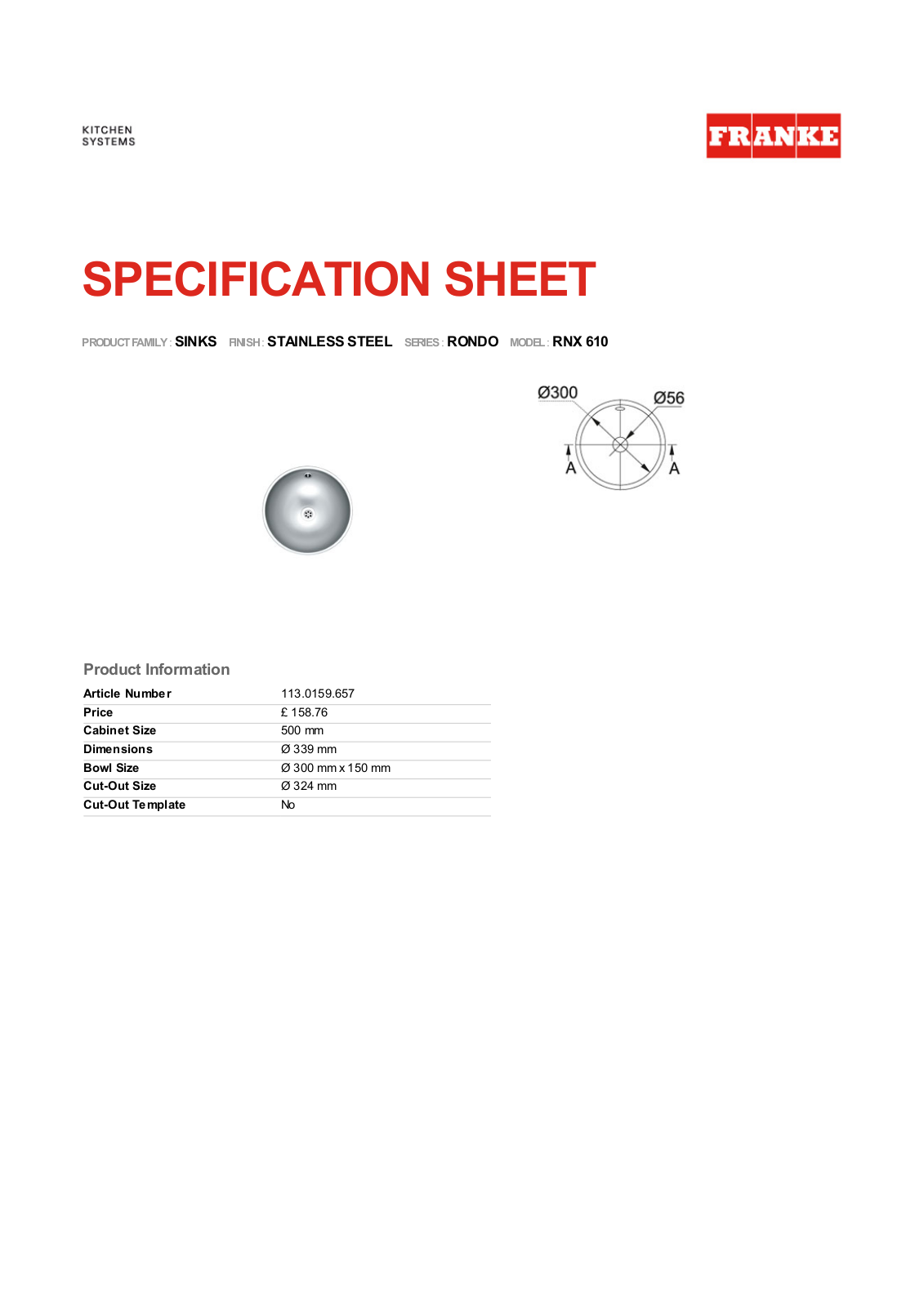 Franke Foodservice RNX 610 User Manual