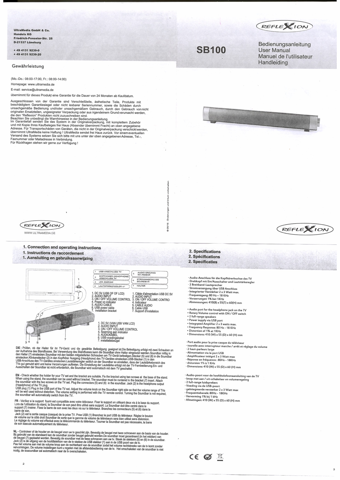 Reflexion SB100 User guide