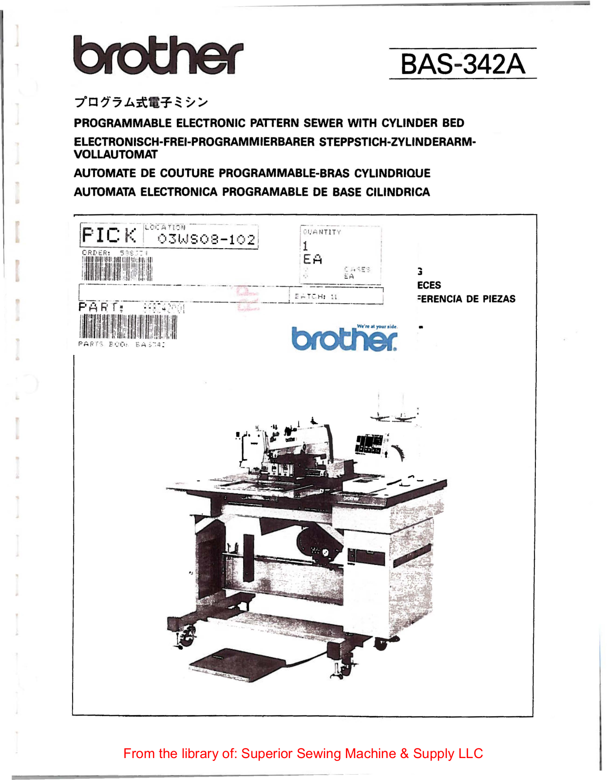 Brother BAS-342A Manual