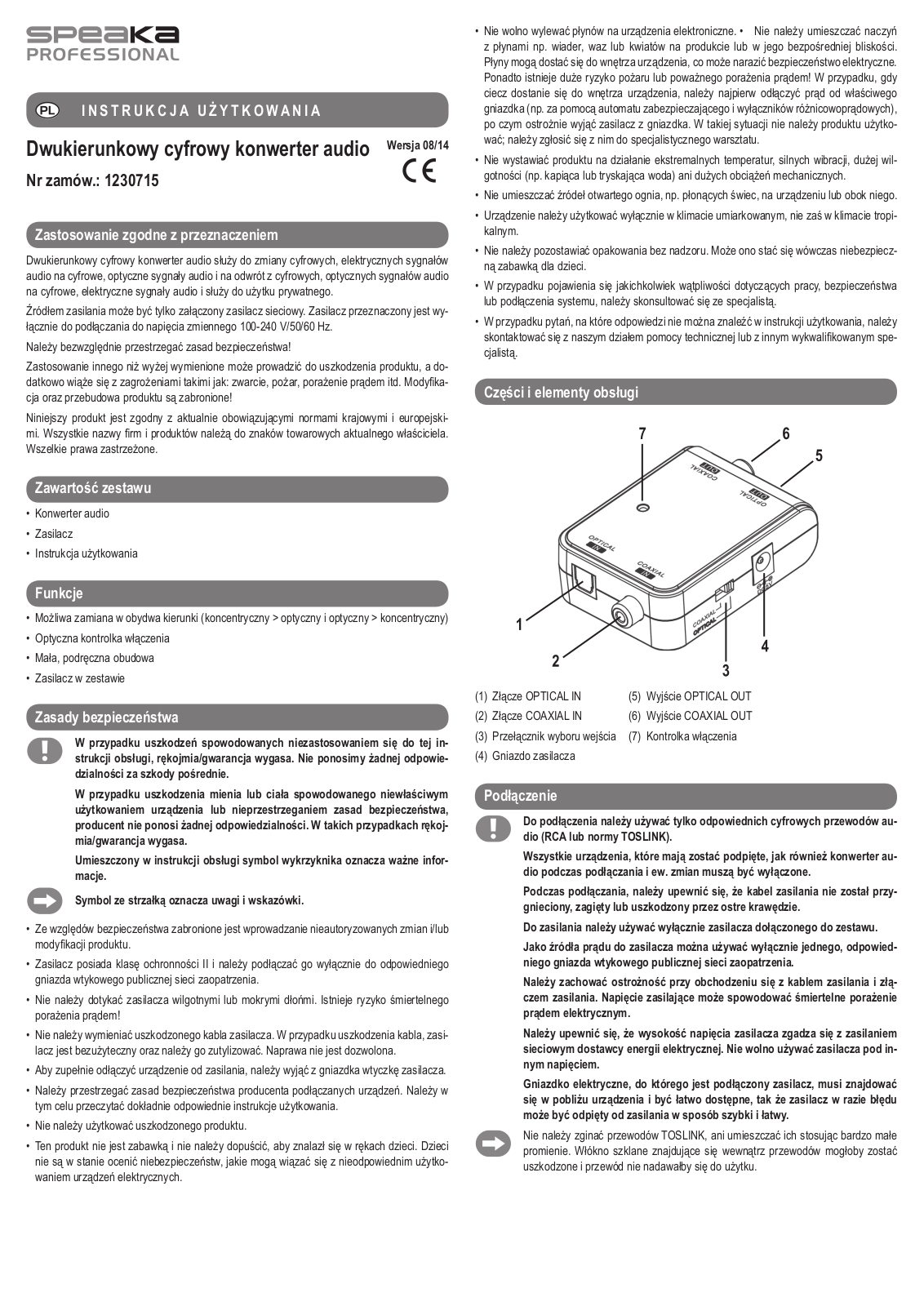 SpeaKa Professional 1230715 User guide