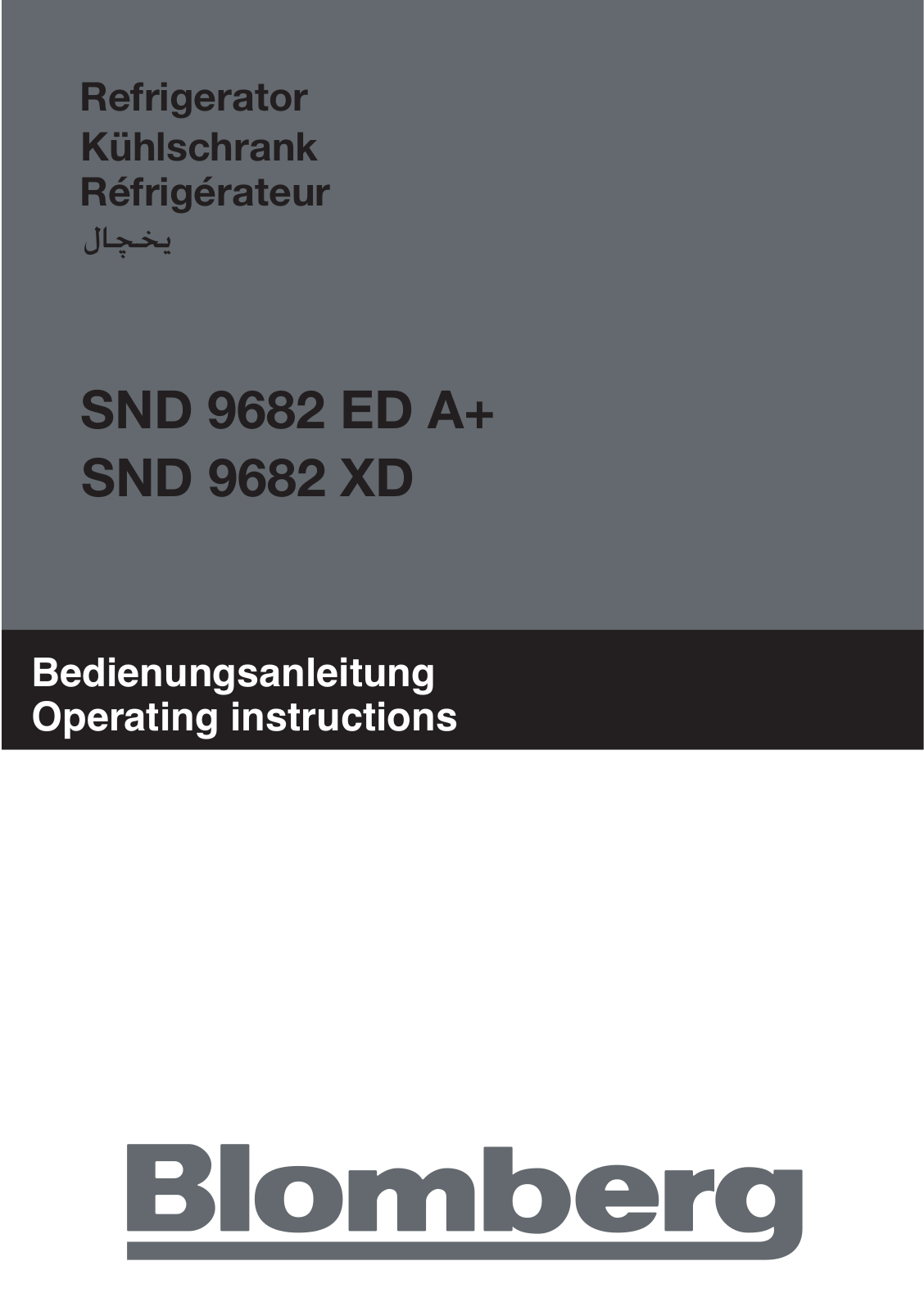 Blomberg SND 9682 ED A+, SND 9682 XD User Manual