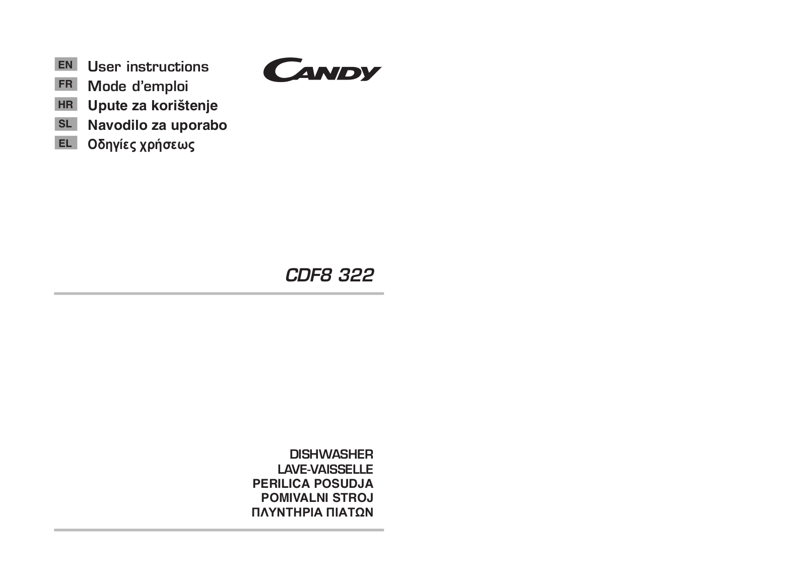 CANDY CDF8 815/1-S, CDF8753X, CDF8653X, CDF8 382, CDF8 315 User Manual